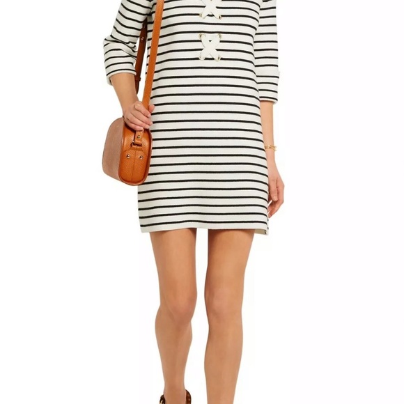 Maje Sweater Dress w/ Nautical Stripes 3/4 sleeves - Picture 4 of 16